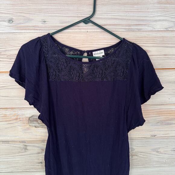 Motherhood Maternity Lace Top Short Sleeve Blouse - Picture 2 of 5